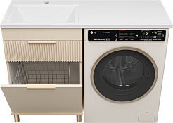 Brevita Тумба с раковиной Enfida 120 L Эстет Даллас под стиральную машину с б/к бежевая – фотография-3